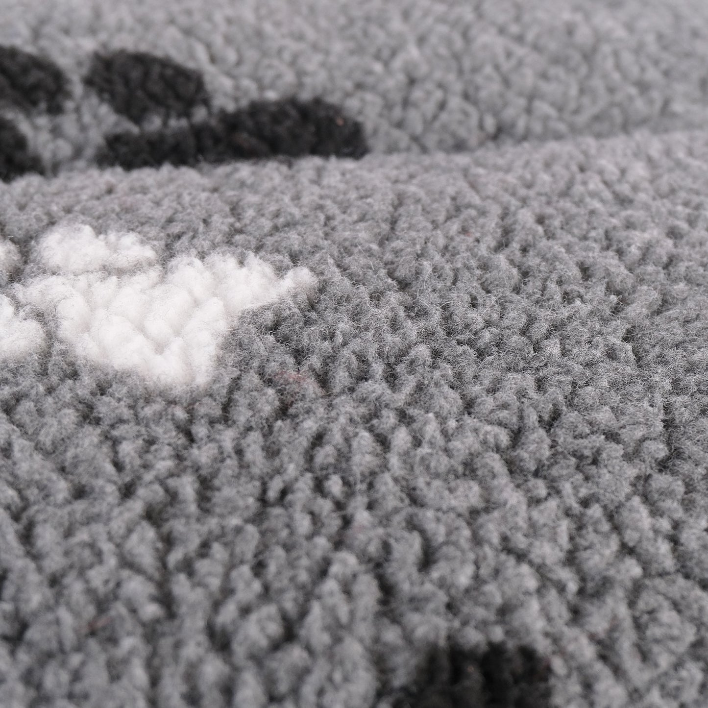 Petlife Sherpa Fleece Crate Mat Grey with Black & White Paws