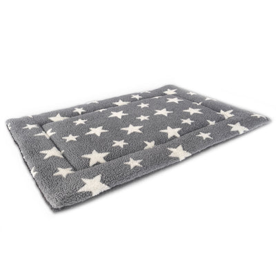 Petlife Sherpa Fleece Crate Grey with White Stars